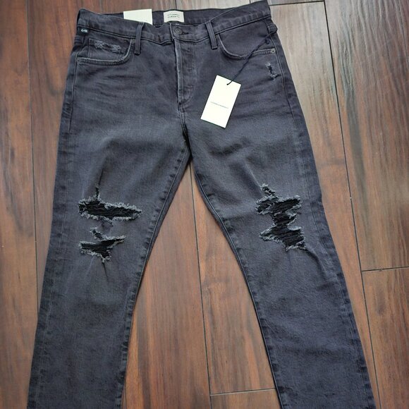 Citizens of Humanity Emerson Slim Boyfriend Jeans Black NWT Size 28 - Picture 1 of 3